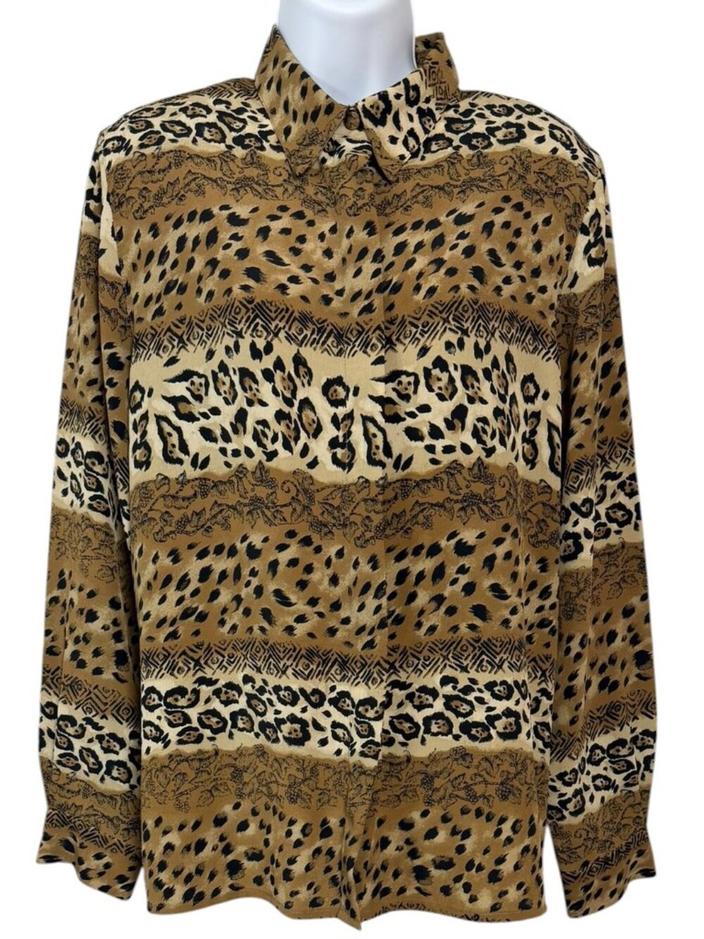 Alfred Dunner Leopard Print Button Front Blouse Women's 12